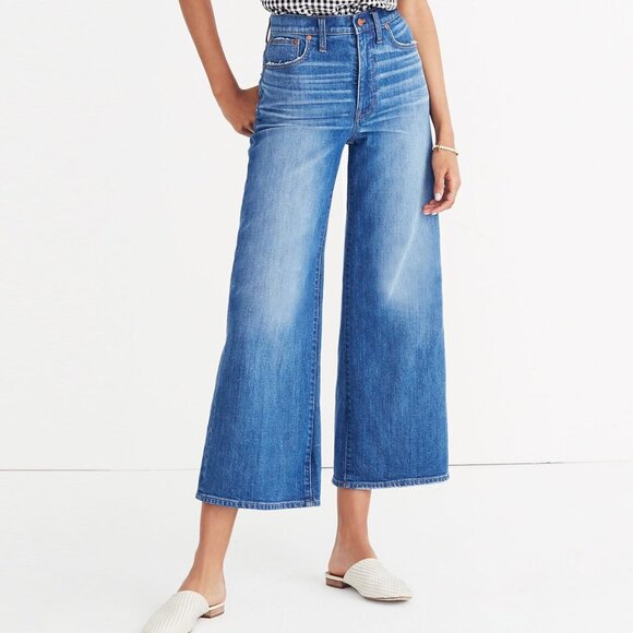 Madewell Wide-Leg Crop Jeans in Finney Wash Size 27 - Picture 1 of 15